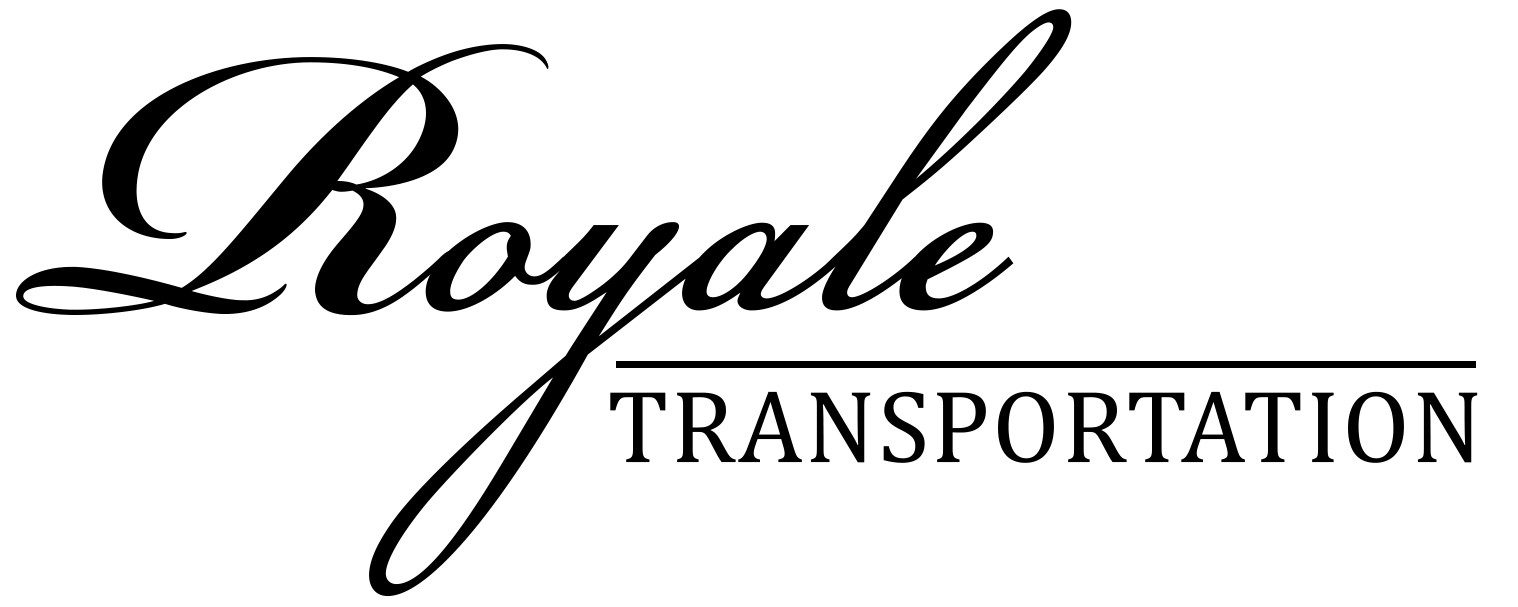 A black and white logo of the company royale transport.